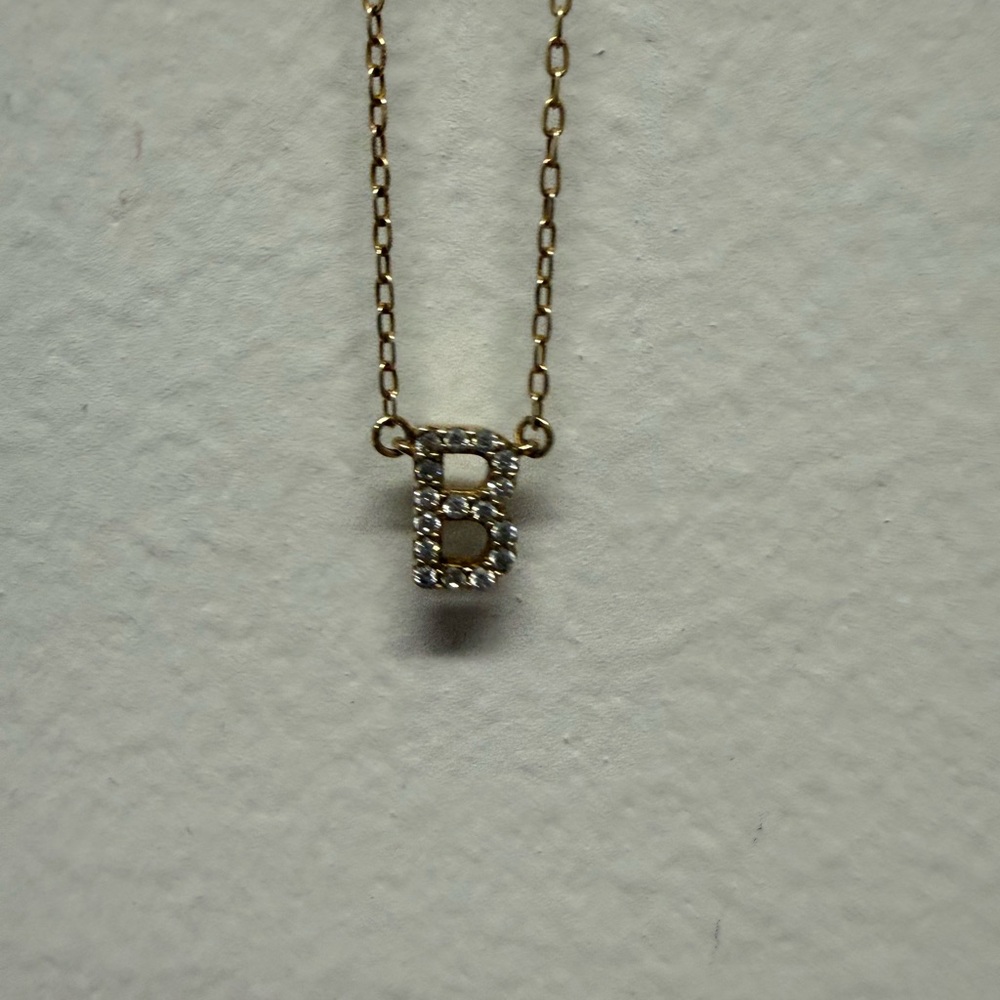Sparkling Gold Letter B Necklace